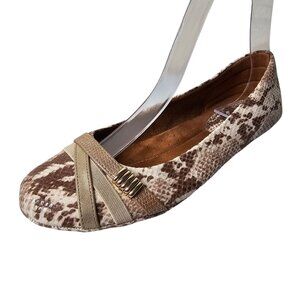 ❤️Sofft 7 Ballet Flats Shoes Tan Brown Snake Print Comfort Office Career